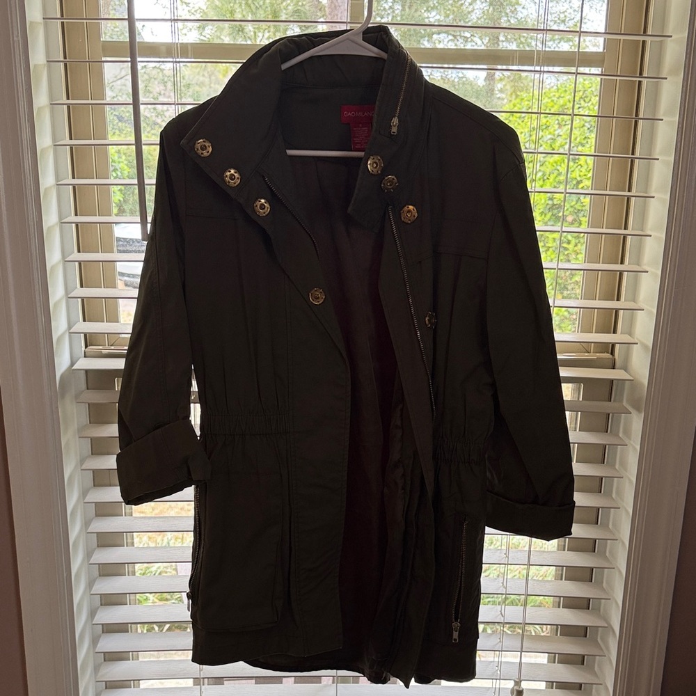 Olive Jacket with Gold Accents